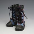 [50SH-F01A]Leather Boots Blue Check x Grey