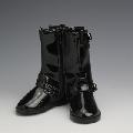 [50SH-F02C]Leather Engineer Boots Black Enamel